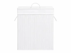 Best Cesta para ropa de una sola sección de bambú 83 L Blanco