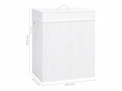 Best Cesta para ropa de una sola sección de bambú 83 L Blanco