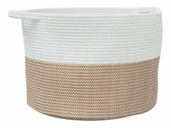 Hot Cesta para ropa marrón y blanca Ø55x36 cm algodón Cesto De Ropa