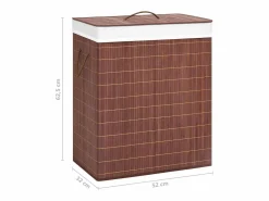 Online Cesta para ropa sucia con 2 compartimentos, bambú marrón, 100 L Cesto De Ropa