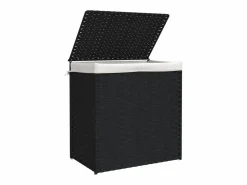 Cesta para ropa sucia con 2 compartimentos negra 53x35x57 cm resina tejida