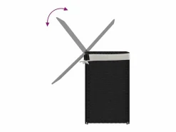 Cesta para ropa sucia con 2 compartimentos negra 53x35x57 cm resina tejida