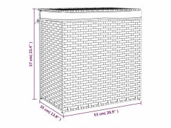 Cesta para ropa sucia con 2 compartimentos negra 53x35x57 cm resina tejida