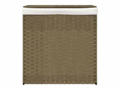 Cesta para ropa sucia con 2 secciones 53x35x57 cm resina tejida