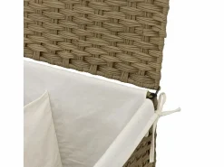Cesta para ropa sucia con 2 secciones 53x35x57 cm resina tejida