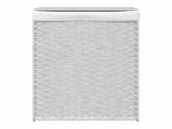 Cesta para ropa sucia con 2 compartimentos blanca 53x35x57 cm resina tejida