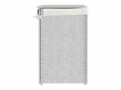 Cesta para ropa sucia con 2 compartimentos blanca 53x35x57 cm resina tejida