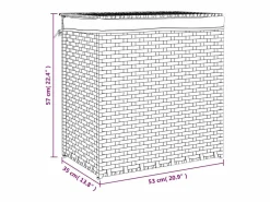 Cesta para ropa sucia con 2 compartimentos blanca 53x35x57 cm resina tejida
