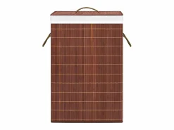 Cesta para ropa sucia con 2 compartimentos, bambú marrón, 72 L