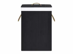 Best Cesta para ropa sucia de 2 secciones de bambú de 72 L Negro