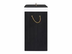 Best Cesta para ropa sucia de 2 secciones de bambú de 72 L Negro