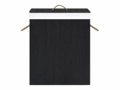 Outlet Cesta para ropa sucia de una sola sección de bambú 83 L Negro