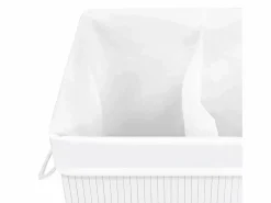 Discount Cesta para ropa sucia de 2 secciones de bambú de 72 L Blanco