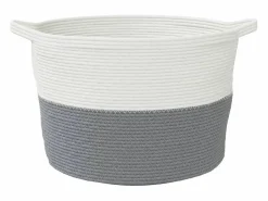Outlet Cesta para ropa sucia gris y blanca Ø60x36 cm algodón Cesto De Ropa