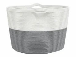 Outlet Cesta para ropa sucia gris y blanca Ø60x36 cm algodón Cesto De Ropa