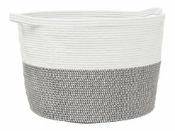Clearance Cesta para ropa sucia gris y blanca Ø60x36 cm algodón Multicolor