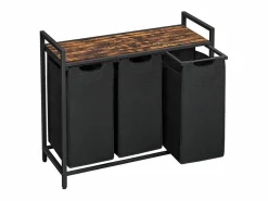 Hot Calicosy Cesto de ropa con 3 compartimentos de 38L Negro