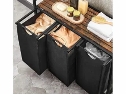Hot Calicosy Cesto de ropa con 3 compartimentos de 38L Negro