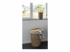 Clearance ebuy24 Cesto para la ropa sucia Pomal - Cesto para la ropa sucia, papel, marrón claro/blanco, ø42x56 cm Marru00f3n