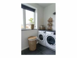 Clearance ebuy24 Cesto para la ropa sucia Pomal - Cesto para la ropa sucia, papel, marrón claro/blanco, ø42x56 cm Marru00f3n