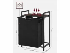 Cesto para la ropa Valora de 65 l, color marrón rústico y negro | un compartimento