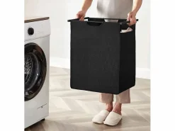 Cesto para la ropa Valora de 65 l, color marrón rústico y negro | un compartimento