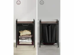 Cesto para la ropa Valora de 65 l, color marrón rústico y negro | un compartimento