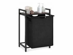 Cesto para la ropa Valora de 65 l, color marrón rústico y negro | un compartimento