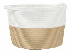 Hot Cesto para ropa beige y blanco Ø60x36 cm algodón Multicolor