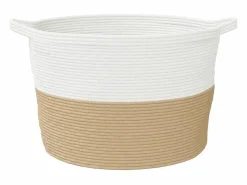 Hot Cesto para ropa beige y blanco Ø60x36 cm algodón Multicolor