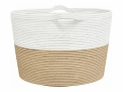 Hot Cesto para ropa beige y blanco Ø60x36 cm algodón Multicolor
