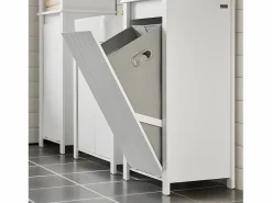 Sobuy Cesto para Ropa Sucia Armario Multifuncional de Baño con 1 Cesto 45 x 35 x 85,5 cm BZR100-W ES