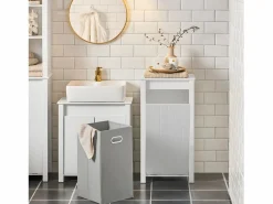 Sobuy Cesto para Ropa Sucia Armario Multifuncional de Baño con 1 Cesto 45 x 35 x 85,5 cm BZR100-W ES