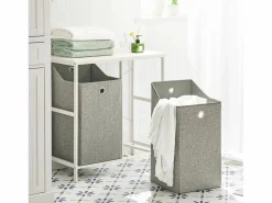 Best Sobuy Cesto para Ropa Sucia con 2 Compartimientos Extraíbles Mueble Organizador para Lavadora 77 x 38 x 80 cm BZR57-W ES Blanco
