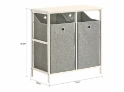 Best Sobuy Cesto para Ropa Sucia con 2 Compartimientos Extraíbles Mueble Organizador para Lavadora 77 x 38 x 80 cm BZR57-W ES Blanco