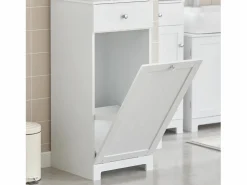 New Sobuy Cesto para Ropa Sucia,Amario para Baño,40x38x90 cm BZR21-W ES Blanco