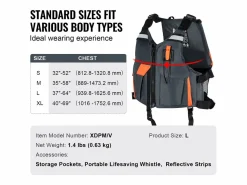 Outlet Chaleco Salvavidas para Deportes Acuáticos SucceBuy - 96N PFD de Flotabilidad para Hombres y Mujeres, Talla L Naranja