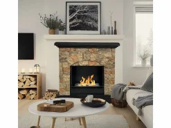 Sale Chimenea de bioetanol Belluno, biochimenea de pie, efecto piedra artificial, L105xP38xH100 Chimenea|Chimenea