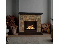Sale Chimenea de bioetanol Belluno, biochimenea de pie, efecto piedra artificial, L105xP38xH100 Chimenea|Chimenea