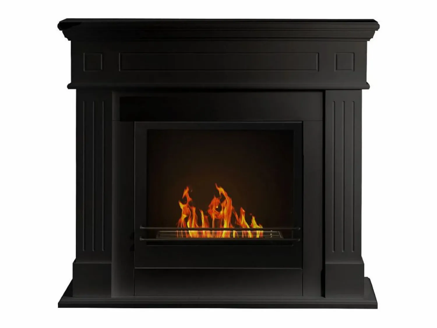 New Chimenea de bioetanol biochimenea de suelo Cambridge en madera 110x37x102h Negro
