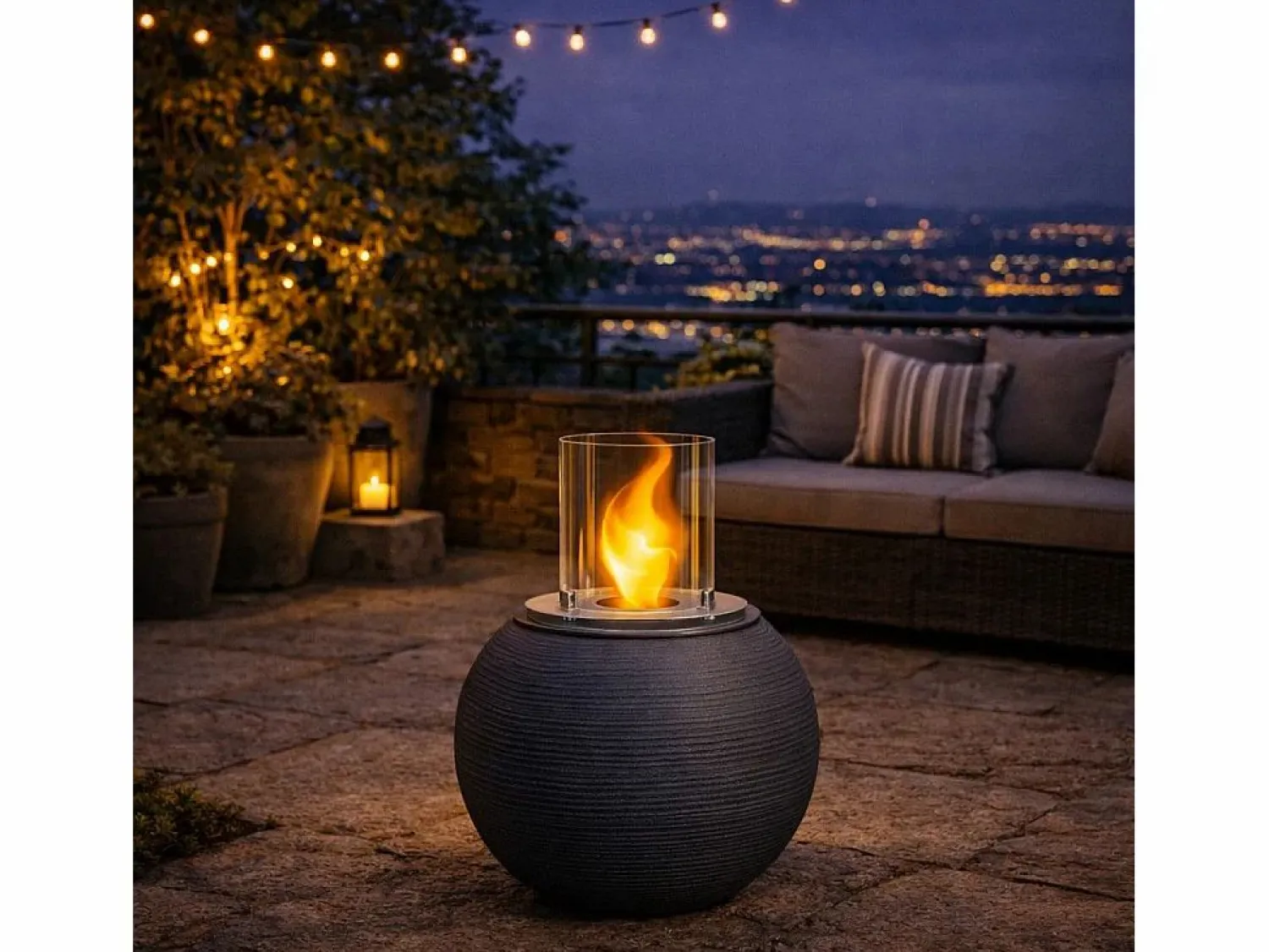 Online Chimenea de bioetanol, brasero de jardín, de pie, para uso interior y exterior, hierro fundido BOTTICELLI, gris, 40 x 54 cm. Plateado
