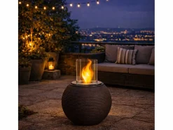 Hot Chimenea de bioetanol, brasero de jardín, de pie, para uso interior y exterior, BOTTICELLI Terra Marrone, d.40 x h.54 Chimenea|Chimenea