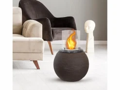 Hot Chimenea de bioetanol, brasero de jardín, de pie, para uso interior y exterior, BOTTICELLI Terra Marrone, d.40 x h.54 Chimenea|Chimenea