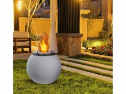 Hot Chimenea de bioetanol, brasero de jardín, de pie, para uso interior y exterior, BOTTICELLI Corda , d.40 x h.54 Beige