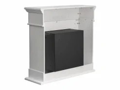 Chimenea de bioetanol Cambridge, de pie, en madera blanca, 110 x 37 x 102 cm.