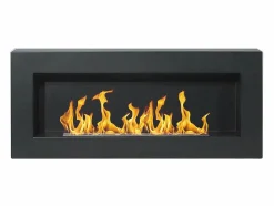 New Chimenea de bioetanol de pared Siena Black (largo 90 x fondo 12 x alto 40 cm) Negro