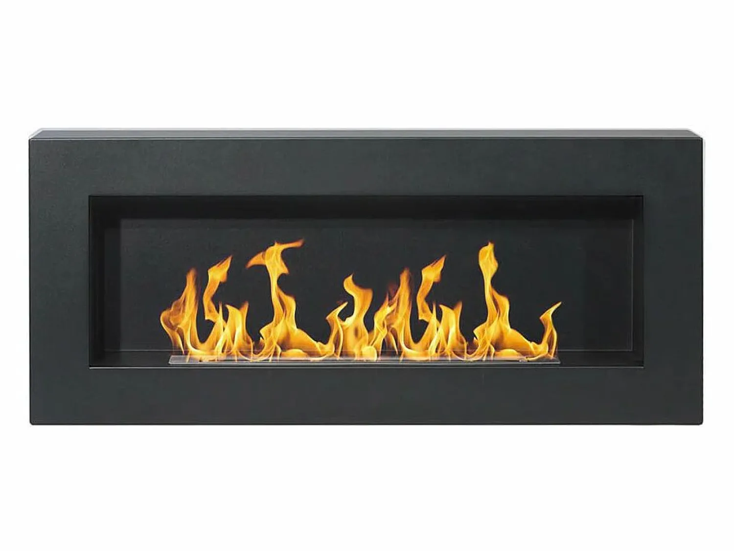 New Chimenea de bioetanol de pared Siena Black (largo 90 x fondo 12 x alto 40 cm) Negro