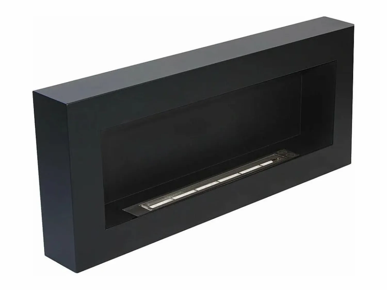 New Chimenea de bioetanol de pared Siena Black (largo 90 x fondo 12 x alto 40 cm) Negro