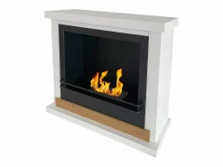 Online Chimenea de bioetanol de pie Stockholm en madera blanca, L75xP24xH68 cm Chimenea|Chimenea