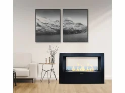 Hot Chimenea de bioetanol de pie Giotto S Black 100x30x70 para interior/exterior Negro
